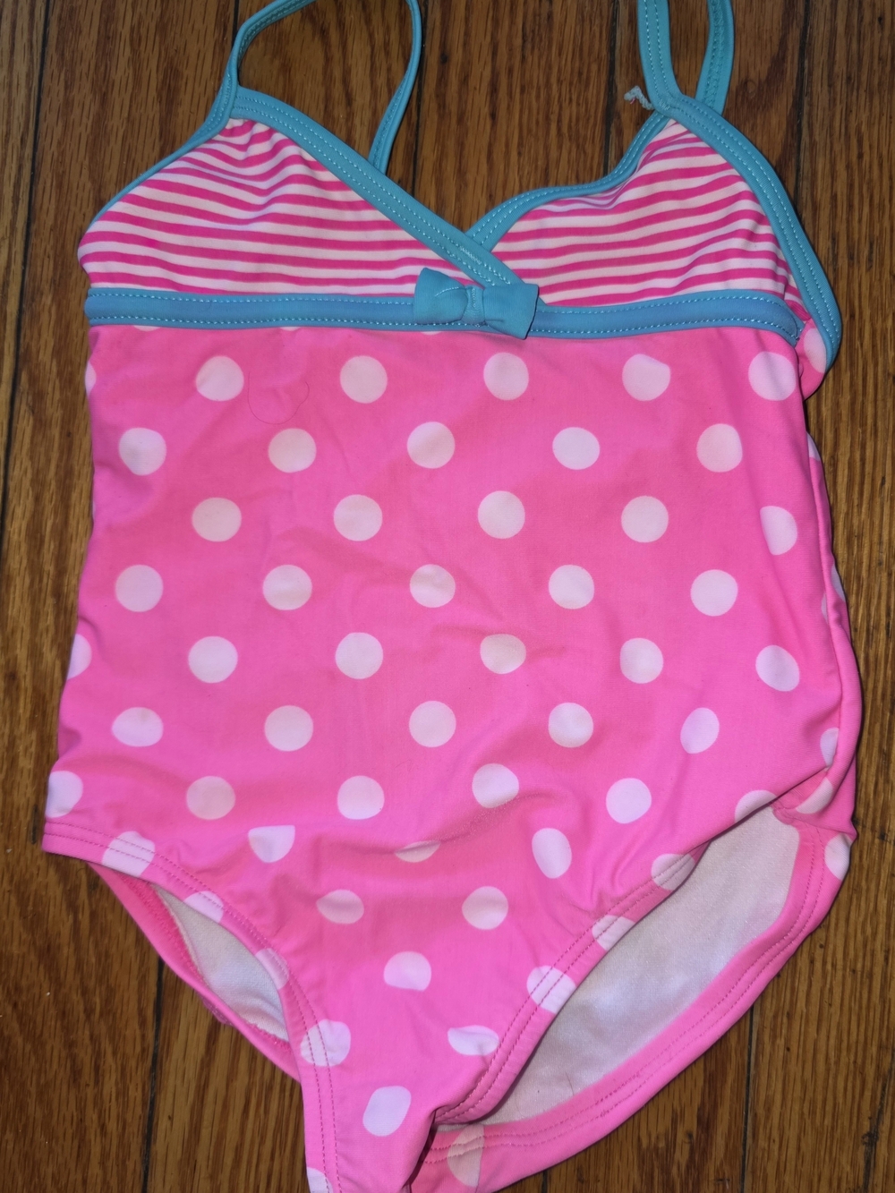 Carter's Pink Polka Dot One-Piece Swimsuit with Teal Trim